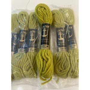 Vtg Anchor Tapisserie 100% Wool Yarn Green 6 Skeins 10M #09196 Embroidery Thread